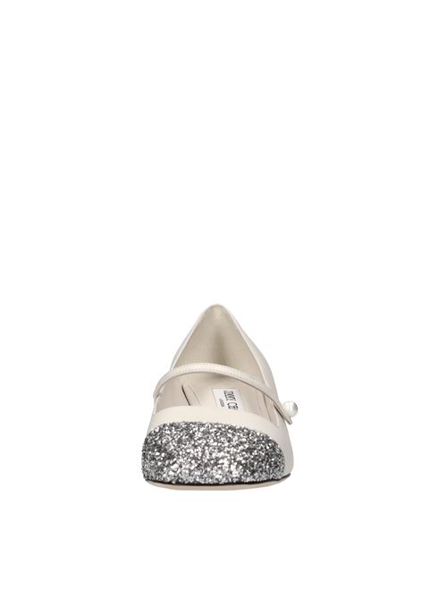 Décolleté in pelle e glitter JIMMY CHOO | ELISA 45 PJE 242LATTE-ARGENTO